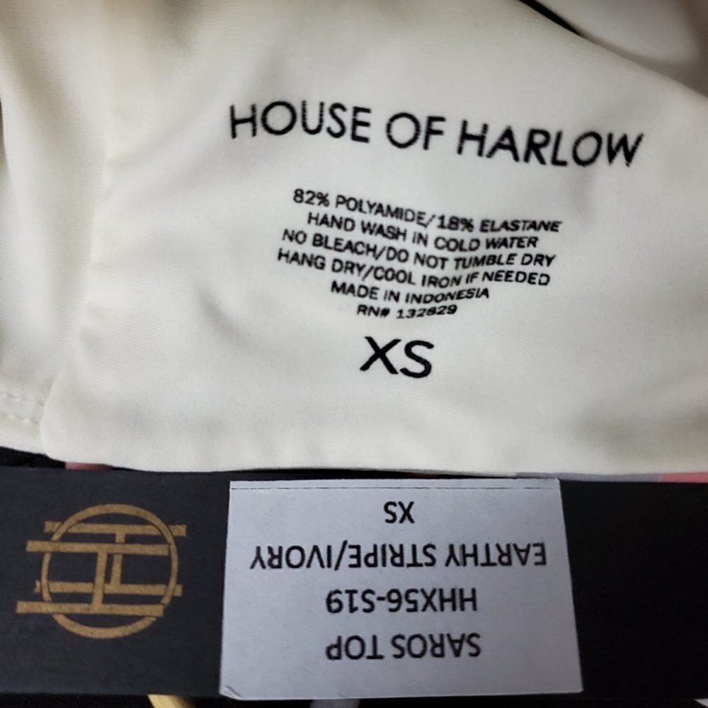 House of Harlow 1960 Saros Bikini Tank Top XS NWT White Pink Yellow Stripe - Picture 7 of 8